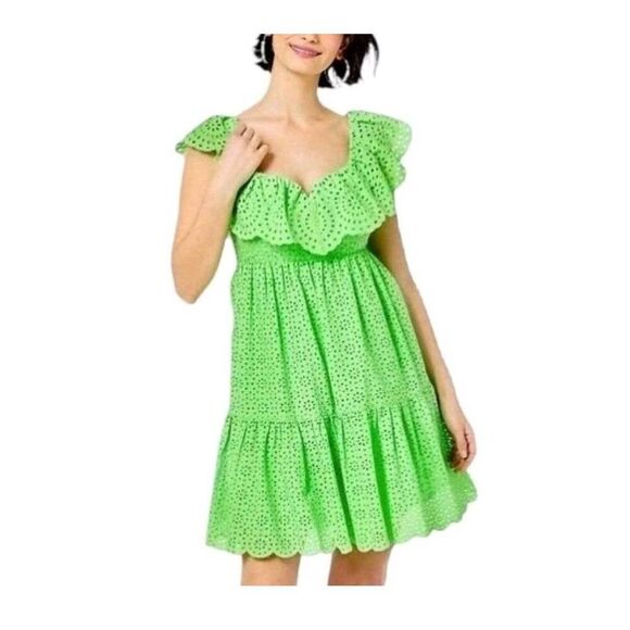 Lilly Pulitzer Asteria Dress in Cabana Green/Daisy Dreams Eyelet sz 6 - Picture 1 of 5
